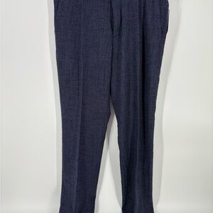 Perry Ellis Slim Fit Dress Pants Mens 36x32 Dark Sapphire Blue Grid Stretch NWT